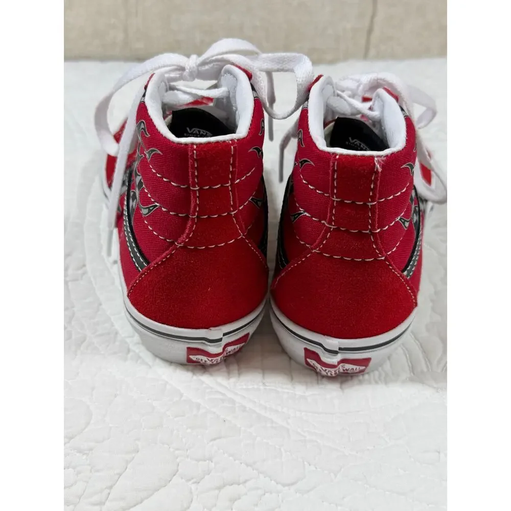 NWOT Vans Kid 3 Red Black White Lace Up High Top Skate Canvas Sneakers